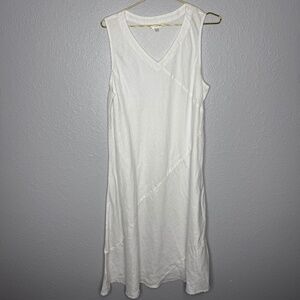 Pre-owned Kleen Women's white 100%‎ Linen dress XL sleeveless